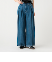 フロントタック カットオフ デニムパンツ