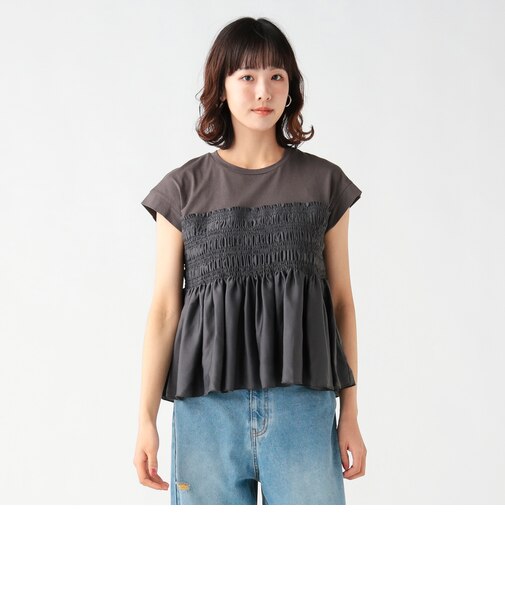 異素材 シャーリング プルオーバー