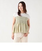 異素材 シャーリング プルオーバー