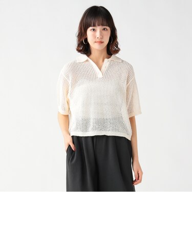 メッシュ ニット ポロシャツ
