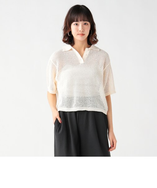 メッシュ ニット ポロシャツ