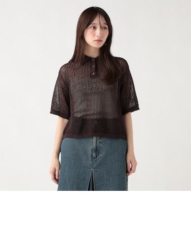 メッシュ ニット ポロシャツ