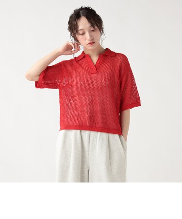 メッシュ ニット ポロシャツ
