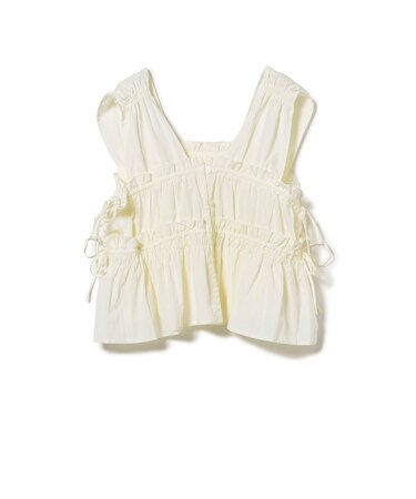 シャーリング リボン ブラウス