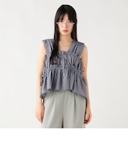 シャーリング リボン ブラウス