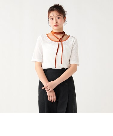 チョーカー付き シアー ベロア Tシャツ（セットアイテム）