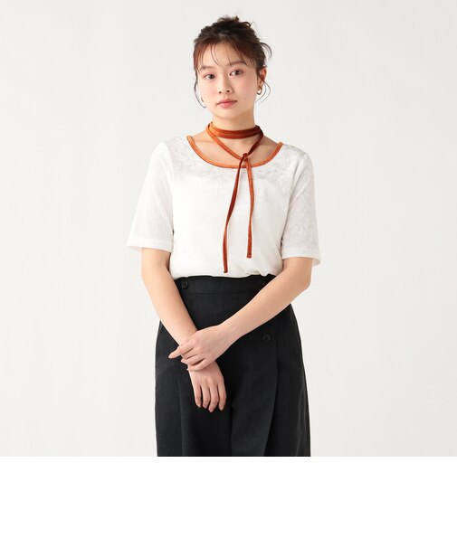 チョーカー付き シアー ベロア Tシャツ（セットアイテム）