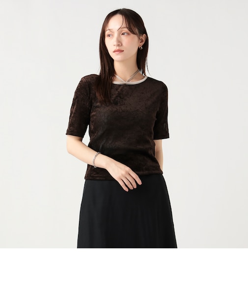 チョーカー付き シアー ベロア Tシャツ（セットアイテム）
