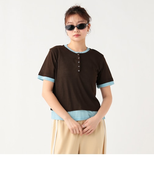 ヘンリーネック レイヤード プルオーバー