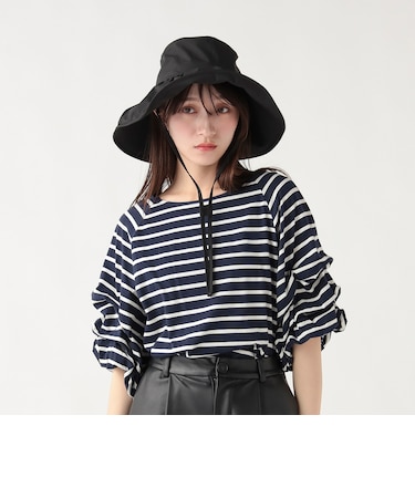 UVカット ギャザー つば広ハット（接触冷感・撥水）