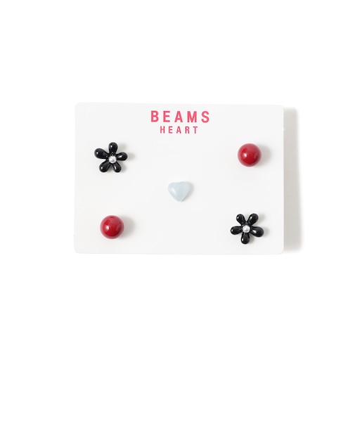5セット フラワーハートピアス