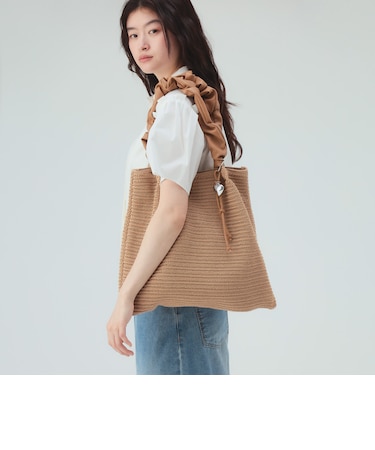 ギャザーハンドル チャーム付 トートバッグ