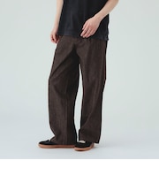 デニムライク ツイル 2タック ワイドストレートパンツ