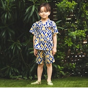 幾何学柄 甚平 2026SS （90～130cm）お祭り 女の子 男の子 夏休み 花火大会 夕涼み