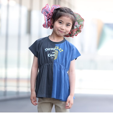 ツートン ギャザー Tシャツ 2026SS (90~140cm) 子供服 夏物 プチプラ