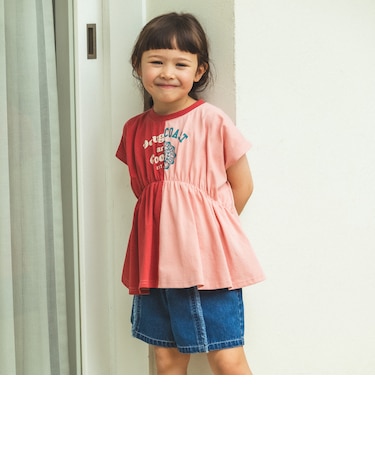 ツートン ギャザー Tシャツ 2026SS (90～140cm) 子供服 夏物 プチプラ