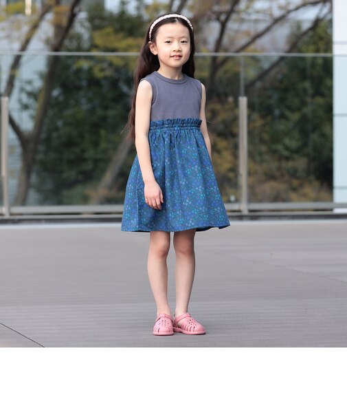 フラワー 切替 ノースリーブ ワンピース 2026SS（90～150cm）子供服 夏物 まとめ買い キッズ プチプラ 定番