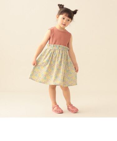 フラワー 切替 ノースリーブ ワンピース 2026SS（90～150cm）子供服 夏物 まとめ買い キッズ プチプラ 定番