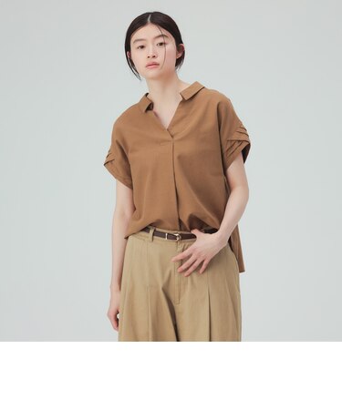 袖デザイン スキッパー シャツ