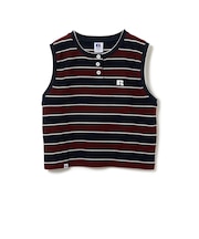 【EXCLUSIVE】RUSSELL ATHLETIC / ワッフル ボーダー ノースリーブ Tシャツ