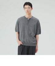 ヘンリーネック ショートスリーブ ニット（接触冷感）