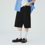 フェイクレザー ワイドストレート ショーツ