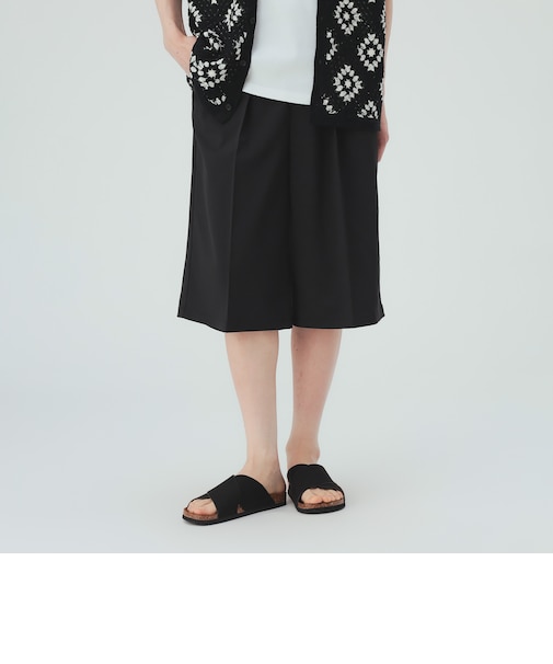 ストレッチツイル 2タック ワイド ショートパンツ