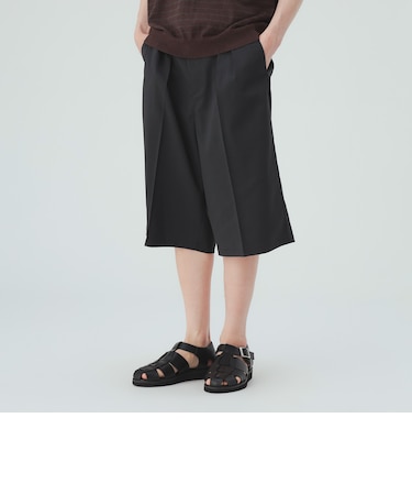 ストレッチツイル 2タック ワイド ショートパンツ