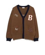 スウェットライク ロゴ ニット カーディガン
