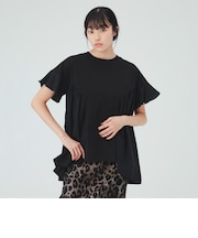 裾フリル ギャザー Tシャツ