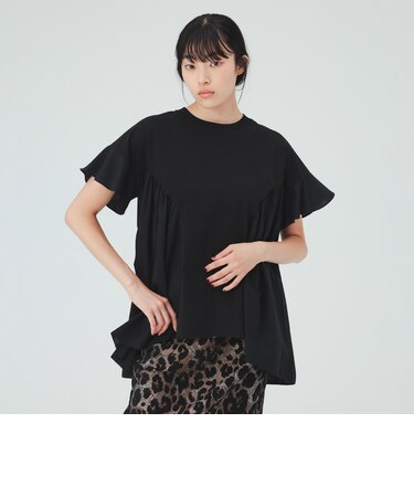 裾フリル ギャザー Tシャツ