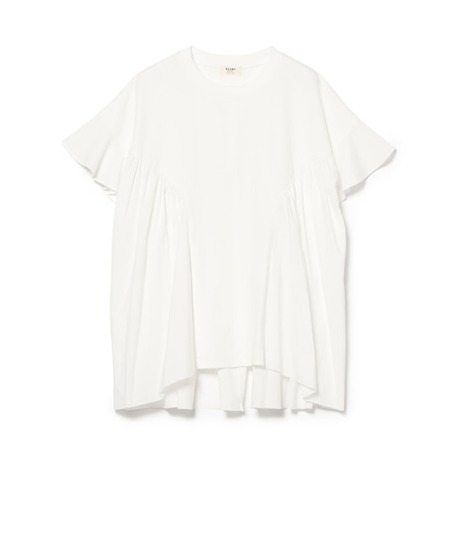 裾フリル ギャザー Tシャツ