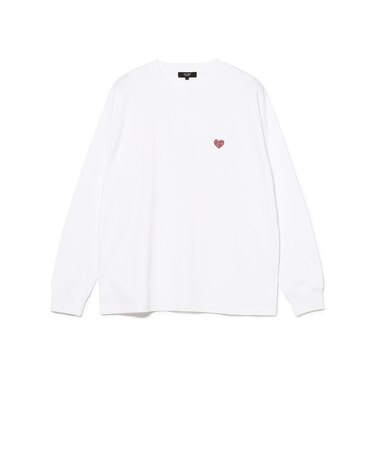 ハート ワンポイント刺繍 ロングスリーブ Tシャツ