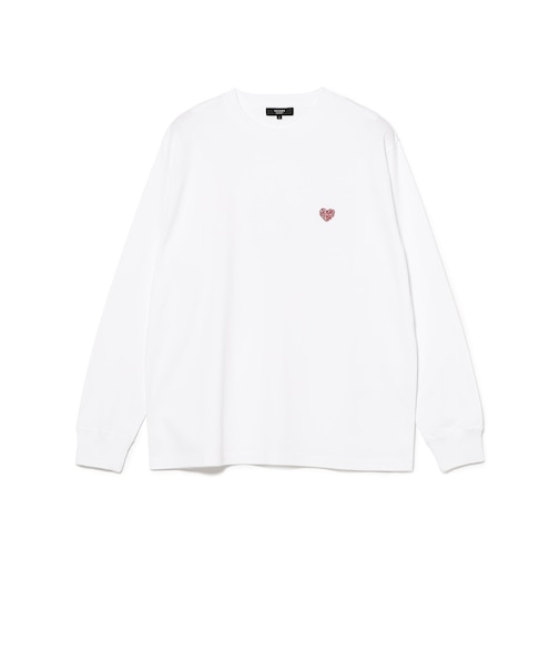 ハート ワンポイント刺繍 ロングスリーブ Tシャツ