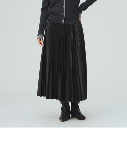 フェイクレザー プリーツ スカート