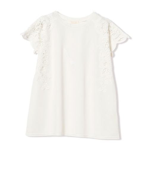 レース袖 コンビ Tシャツ