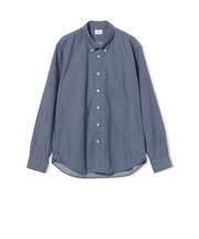 千鳥柄プリント シャンブレー ボタンダウン シャツ