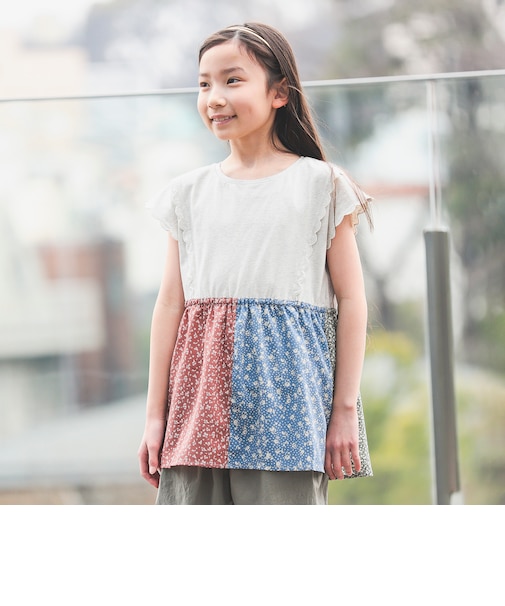 フラワーパッチワーク Tシャツ（90～150cm）