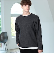 起毛 フェイクレイヤー ロングスリーブ Tシャツ