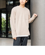 起毛 フェイクレイヤー ロングスリーブ Tシャツ