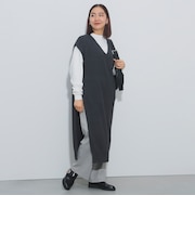 ロングTシャツ × ニットベスト セット（手洗い可能）