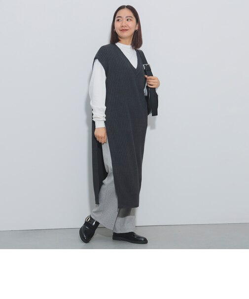 ロングTシャツ × ニットベスト セット（手洗い可能）