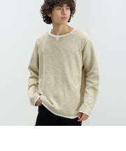 フェイクレイヤー スラブ キーネック Tシャツ