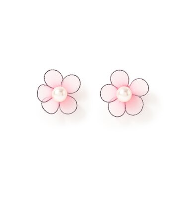パール メッシュ フラワー ピアス