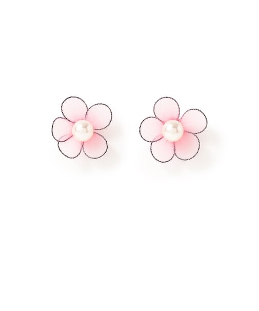 パール メッシュ フラワー ピアス