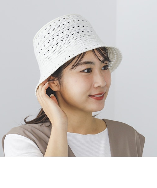 かぎ針編み風 バケットハット