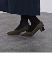 ブロックヒール スクエアトゥ パンプス