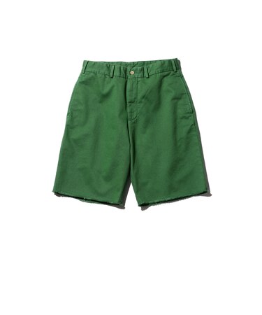 Plain Front Shorts Cut-Off Twill Garment Dye