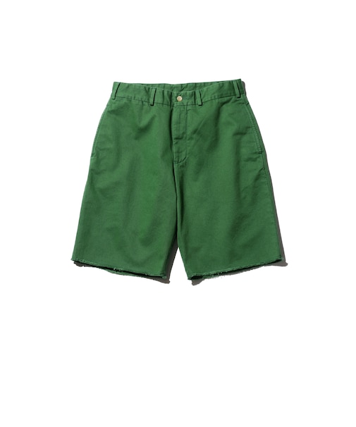 Plain Front Shorts Cut-Off Twill Garment Dye