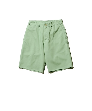 Plain Front Shorts Cut-Off Twill Garment Dye